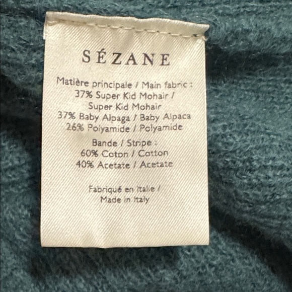 Sézane Gaspard Cardigan Sage Green Button Mohair Alpaca Reversible-Small - Picture 9 of 11
